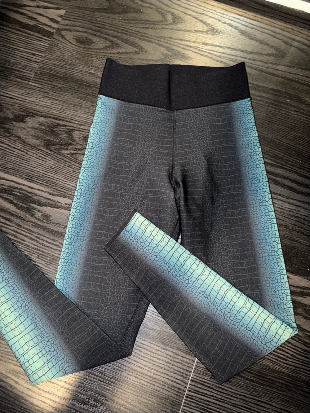 Ultracor Black Leggings with Teal Gradient Side Panels